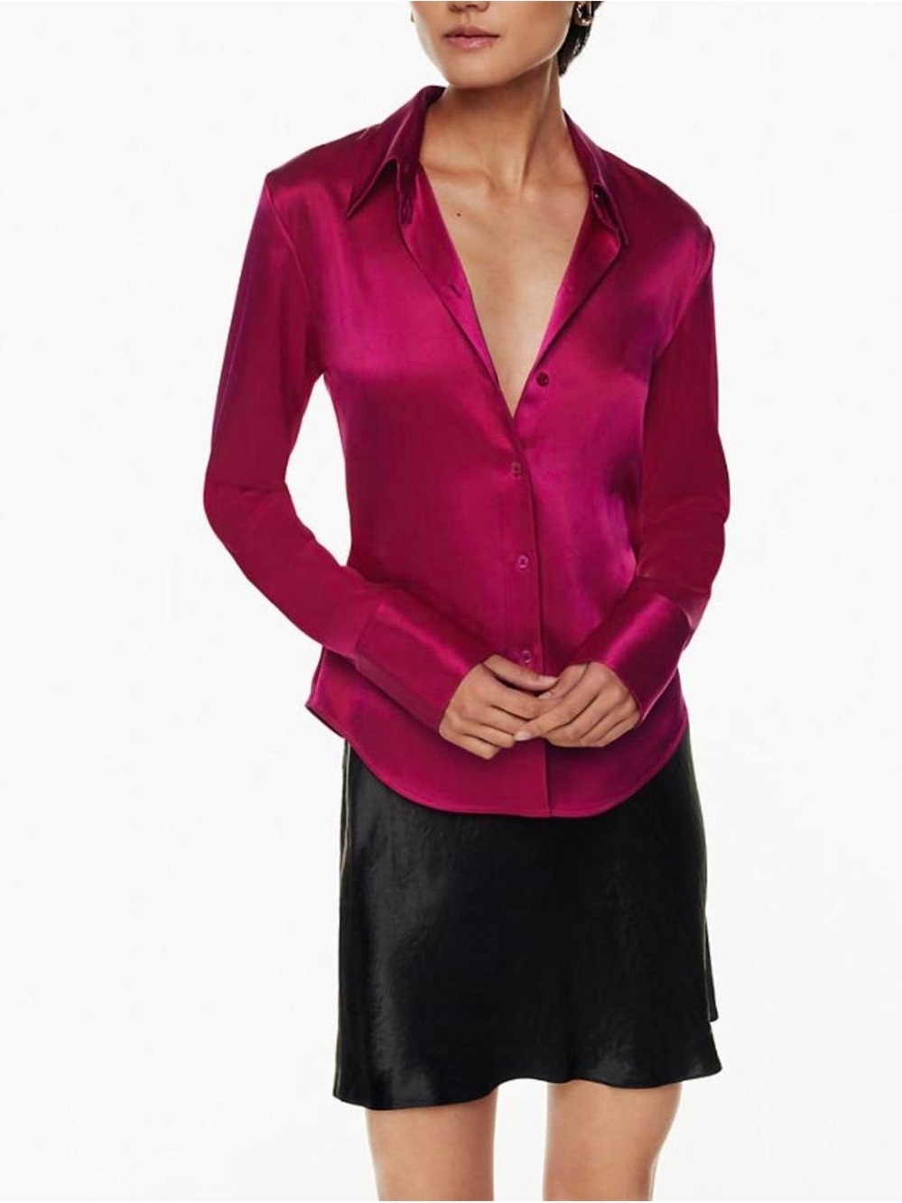 Aritzia Babaton Industry Top Granita Pink Fuchsia Button-Front Shirt Sz 2X NWT